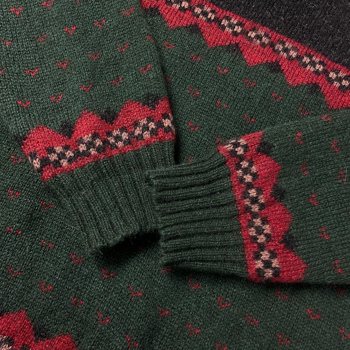 80年代 Woolrich ウールリッチ アニマル ウールニットセーター メンズ 
