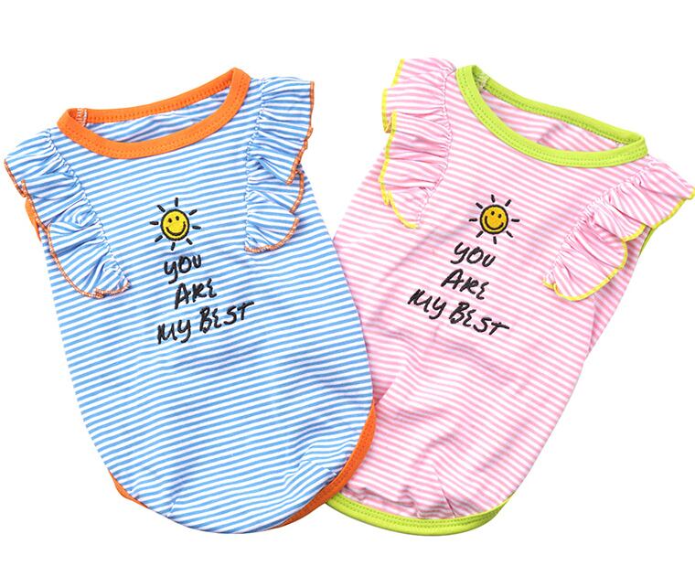 【SALE】sunny frill top S ~ XL 2color / 犬服 春夏 新作 袖なし トップス 可愛い ドッグウェア わんこ服 Tシャツ