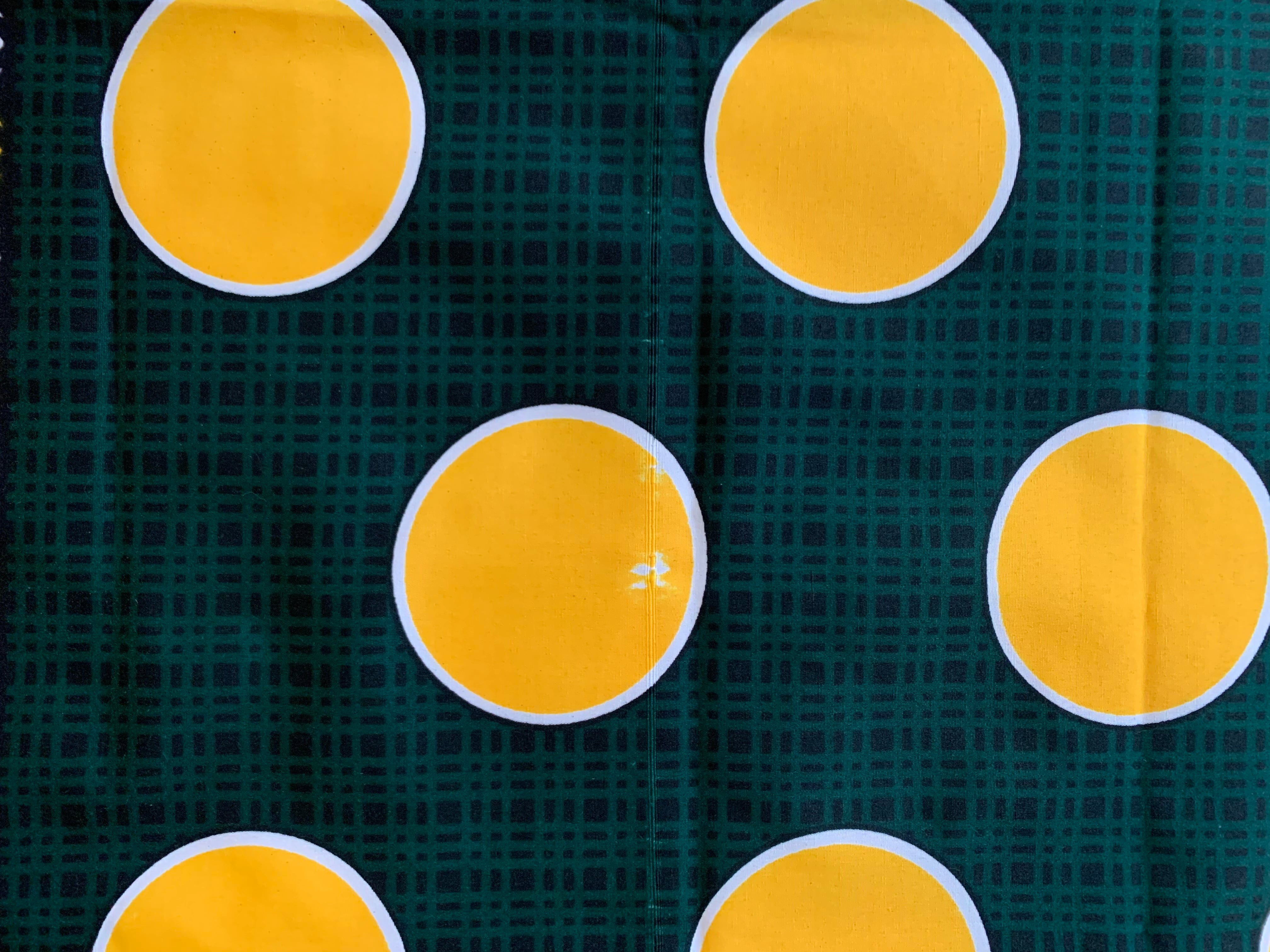 カンガ布  ファブリック（グリーン×イエロー）※④ SDGs（訳アリ品）