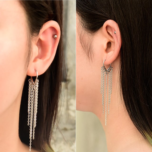 ワンタッチピアス 16g リングピアス ティアドロップ チェーン