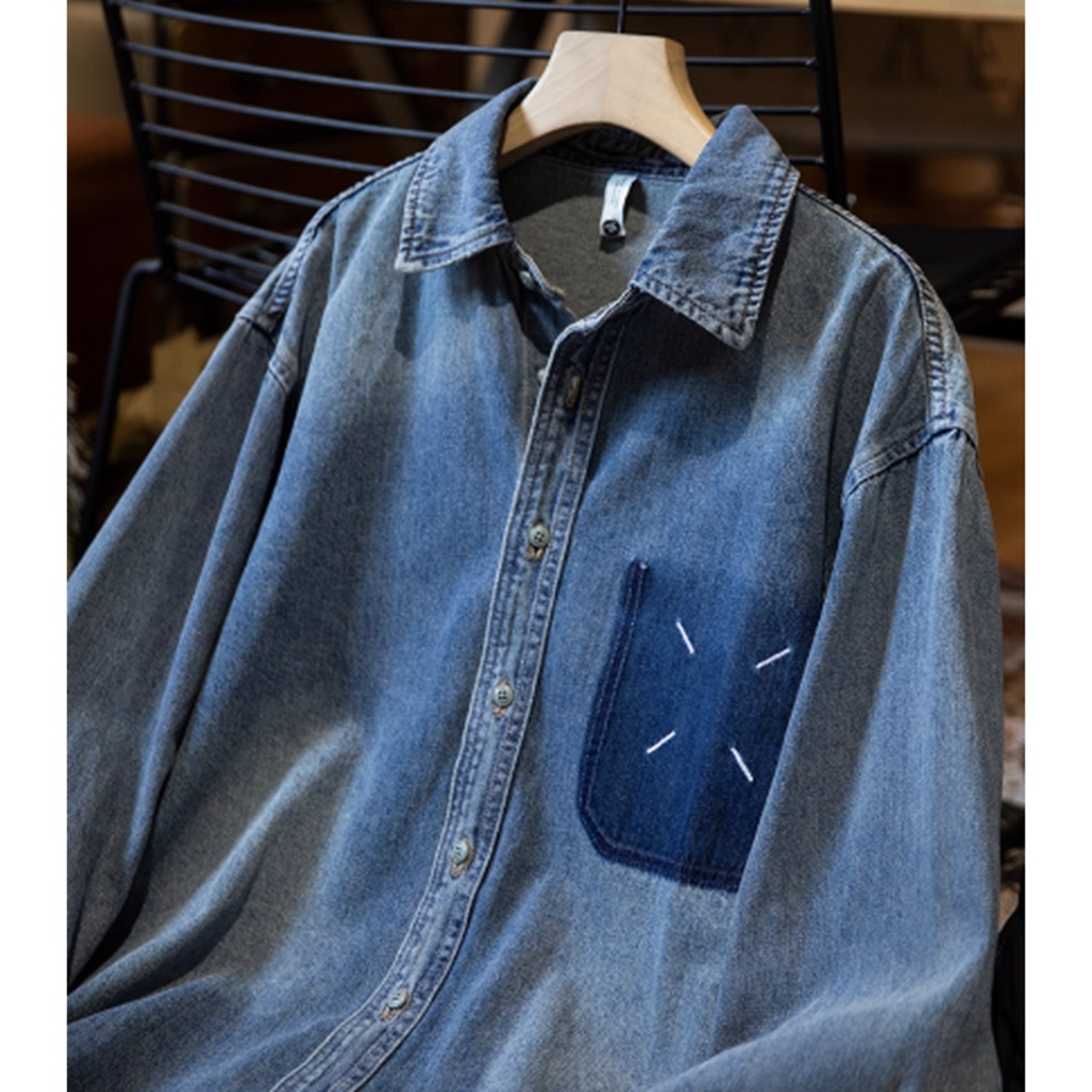 コントラストポケットデニムシャツ 10202