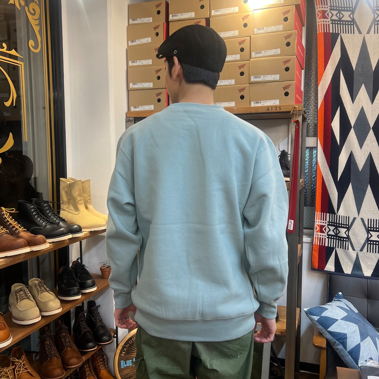 【HERNI × BlueSunshineTrading】  12oz ヘヴィーウェイト クルーネック スウェット　（smoky green） - 9