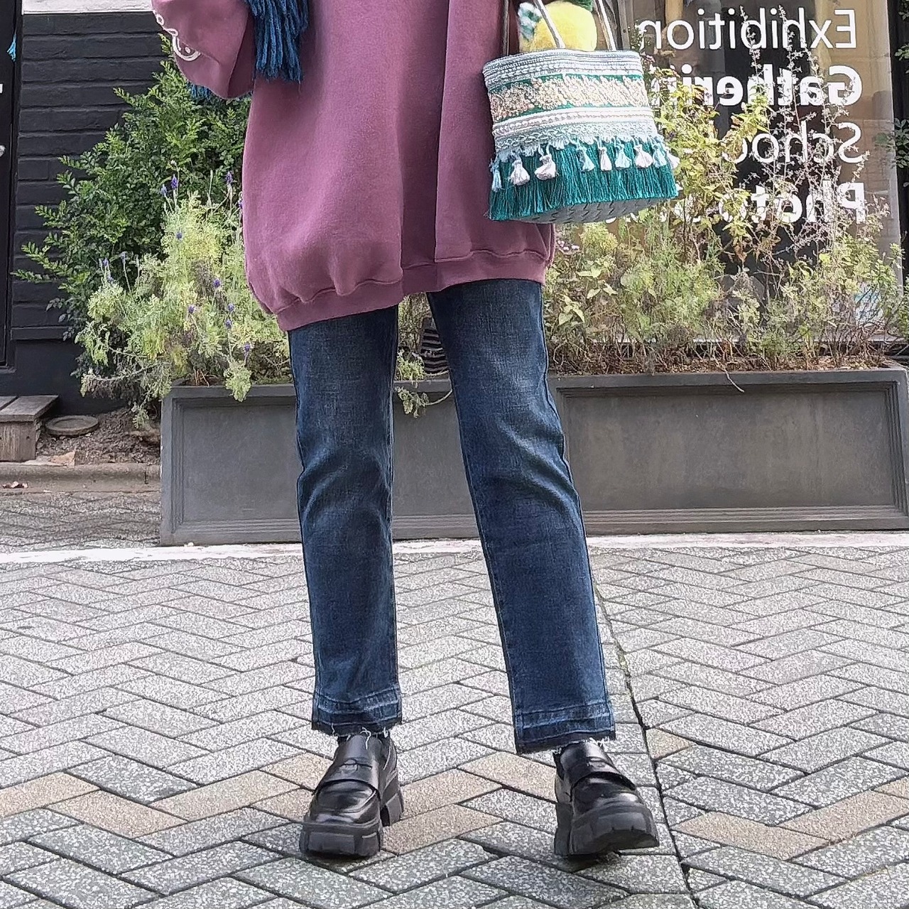 裾が可愛いボーイフレンドスキニーパンツ