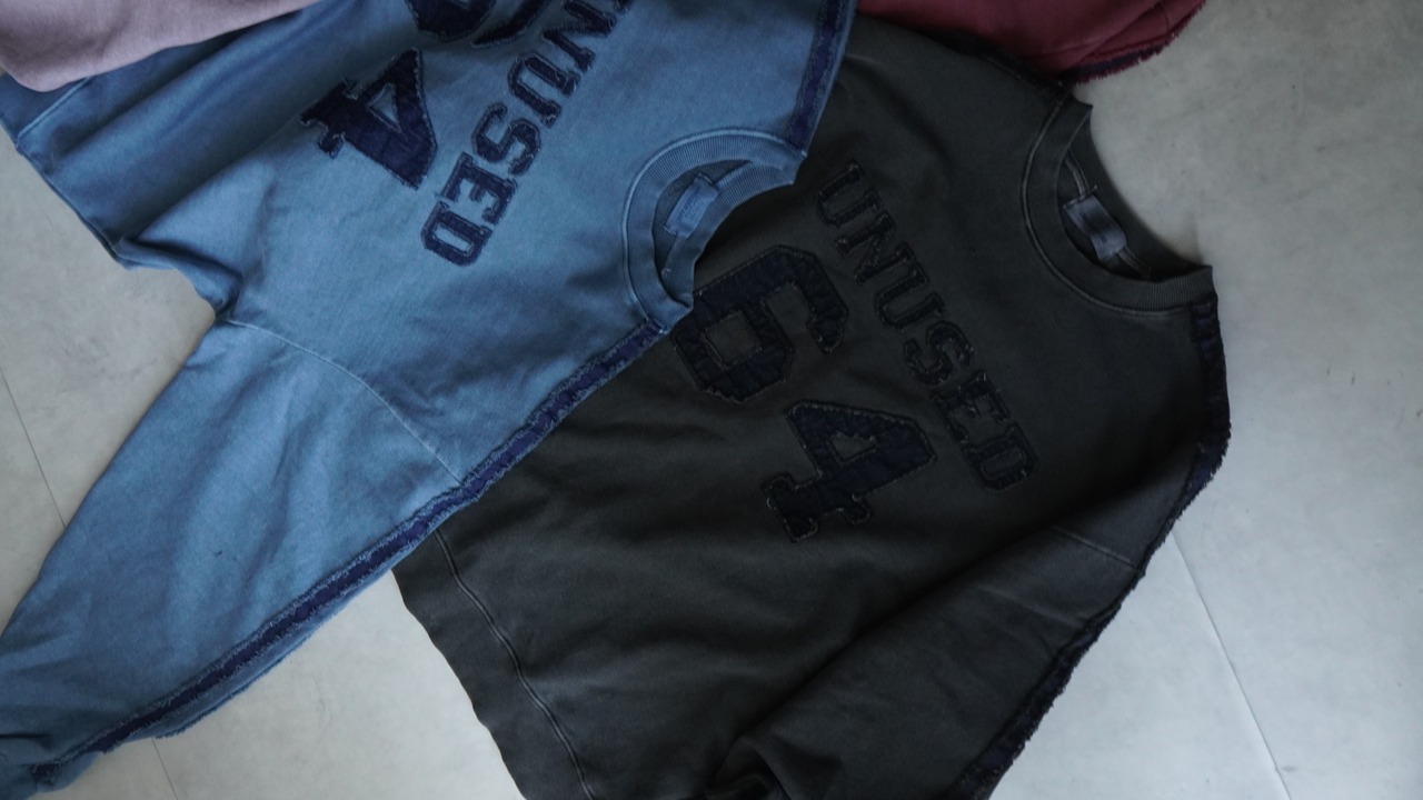 【unused.lab】Sideline denim patch スウェット/Blue