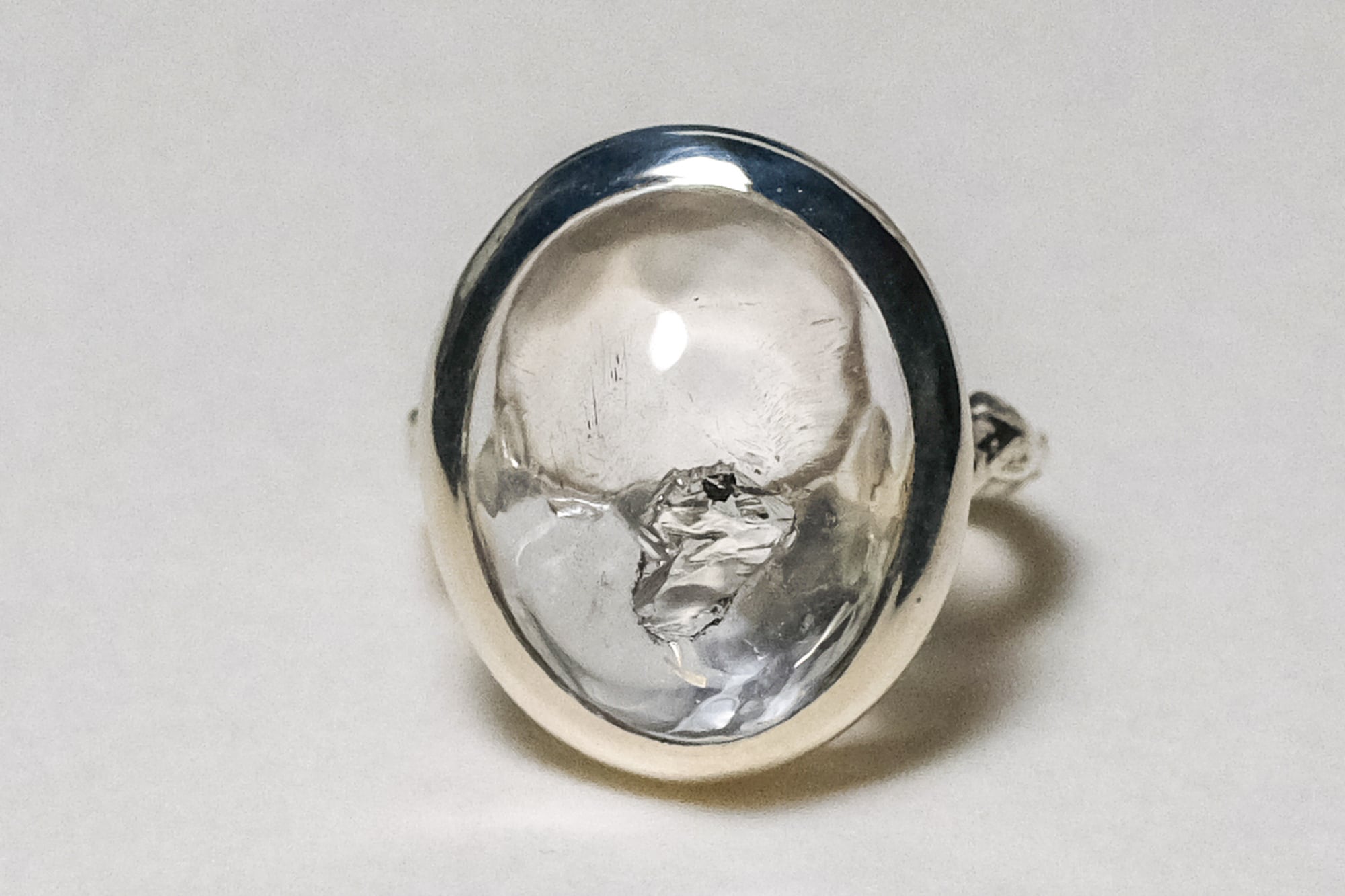 狭間 水入り水晶 リング silver no,373
