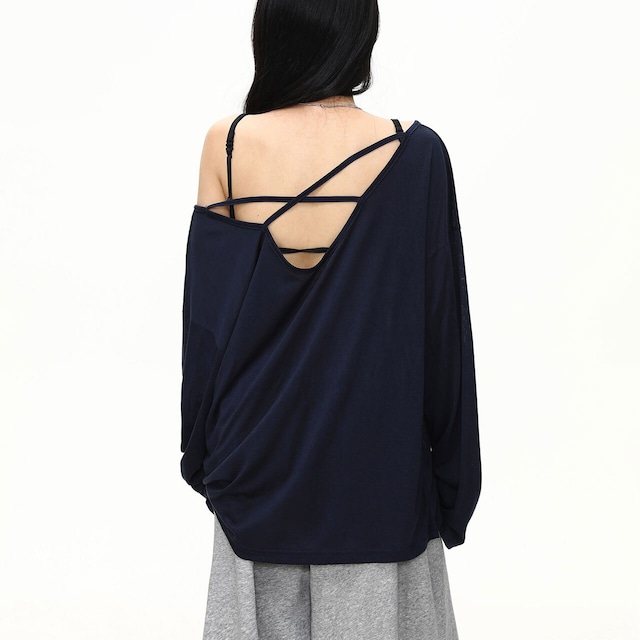 メッセージグラフィックオフショルダートップス 2col R02781