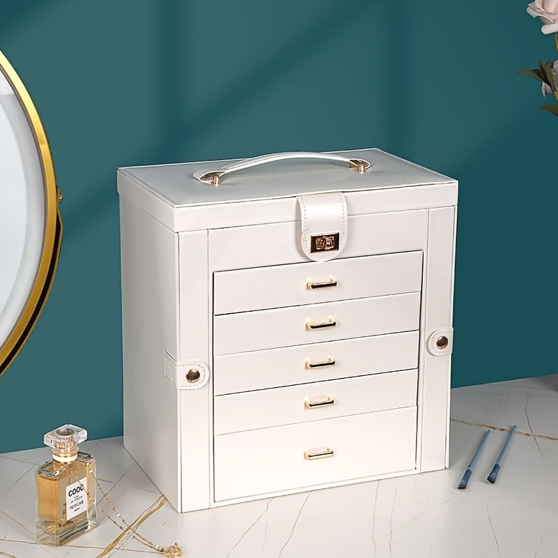 ジュエリーボックス アクセサリーボックス 大容量 ミラー付き 鏡 6段