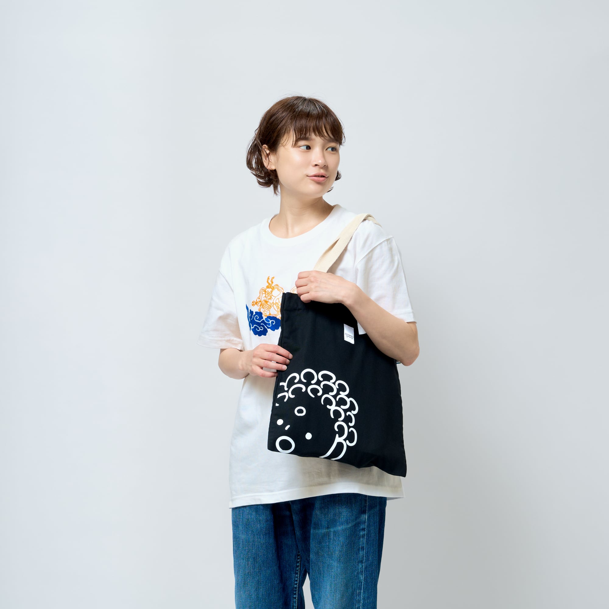 BUDDHA 仏像 トートバッグ ブラック (プリント / タグ) | BOSATSU