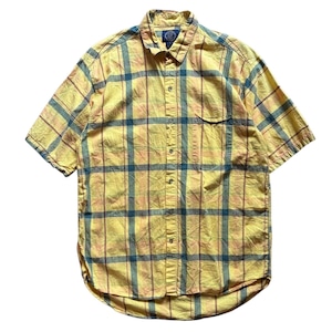 【USA製】90s OLD GAP オールドギャップ コットン 半袖 シャツ メンズ M 黄/YELLOW チェック柄 アメリカ製 vintage 古着 USED