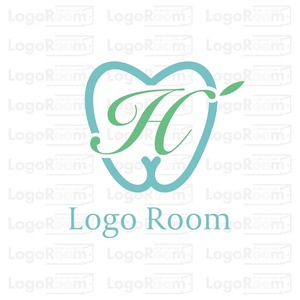 No838 歯とHのロゴ【歯、アルファベット、H、シンプル、清潔、クリーン、オシャレ、歯医者、デンタル、医療、ホワイトニング、口腔、インプラント、マウスピース】