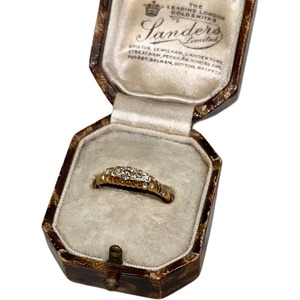 antique c1900 18ct gold 5diamond boat ring