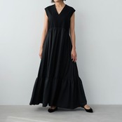 SINME Vネック C / S ワンピース ブラック×ブラック