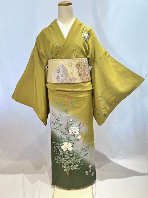 2093 草花文様訪問着 袷単品 Houmongi(lined kimono)