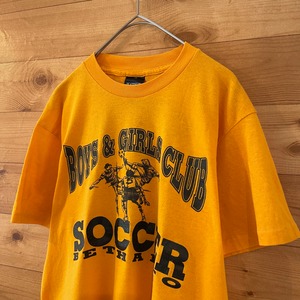 【PLATINUM】90s USA製 サッカー Tシャツ ナンバリング プリント アーチロゴ Medium us古着