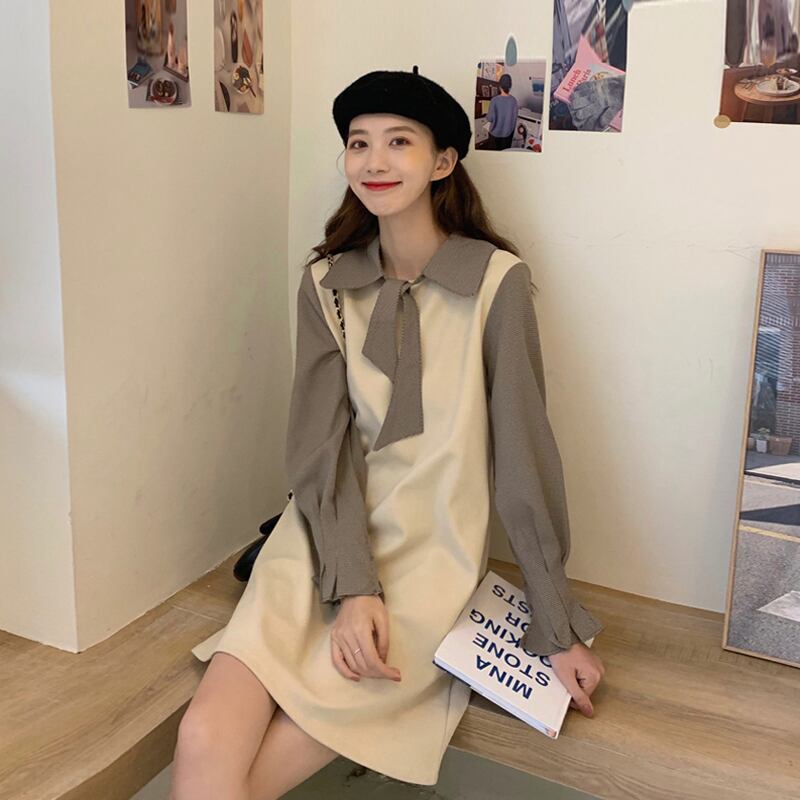 オータムウィンタースカート スタンダードAラインドレス レディース レトロ 秋物 冬物 試着室899648113