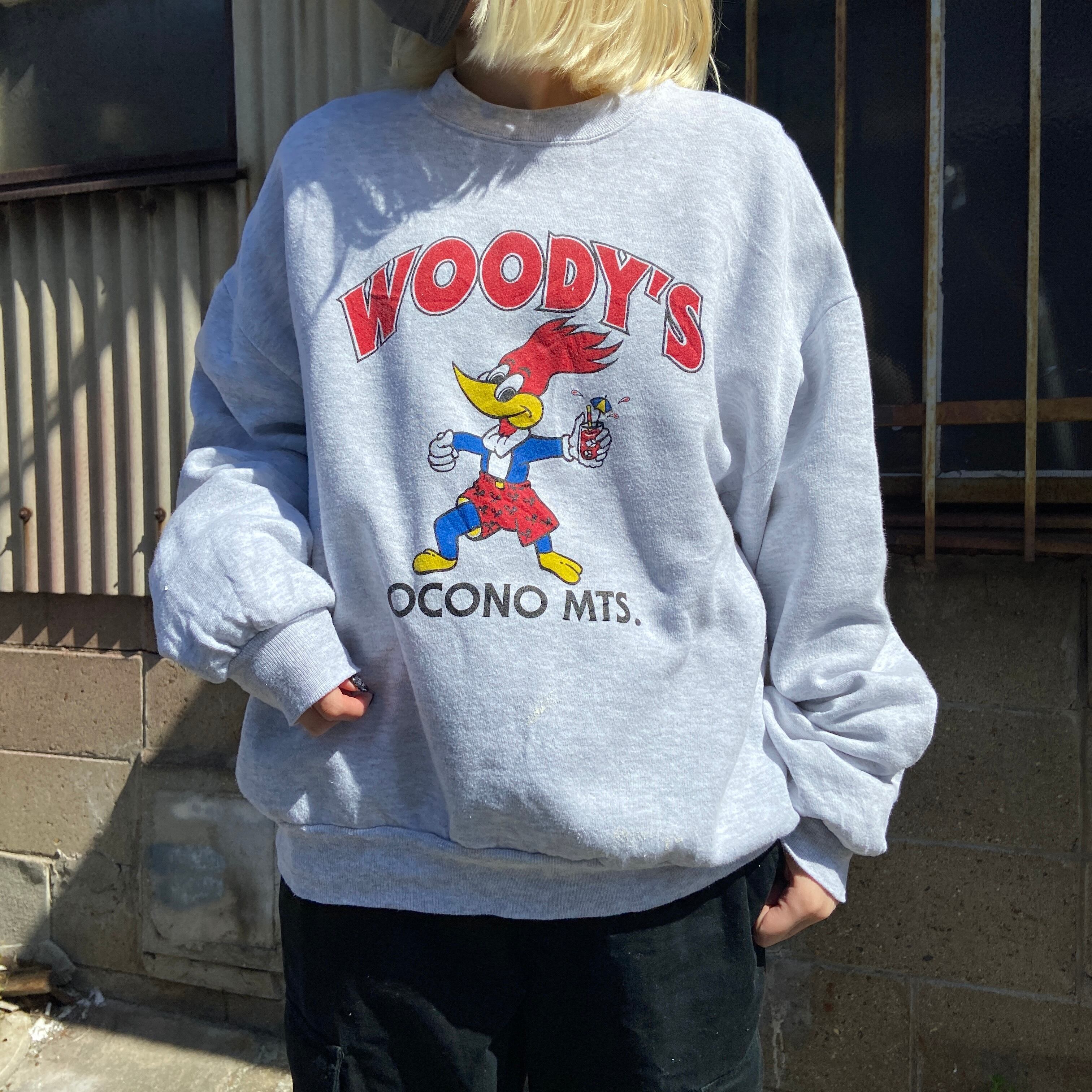 90s ウッドペッカー プリント 半袖 Tシャツ XXL キャラクター 灰