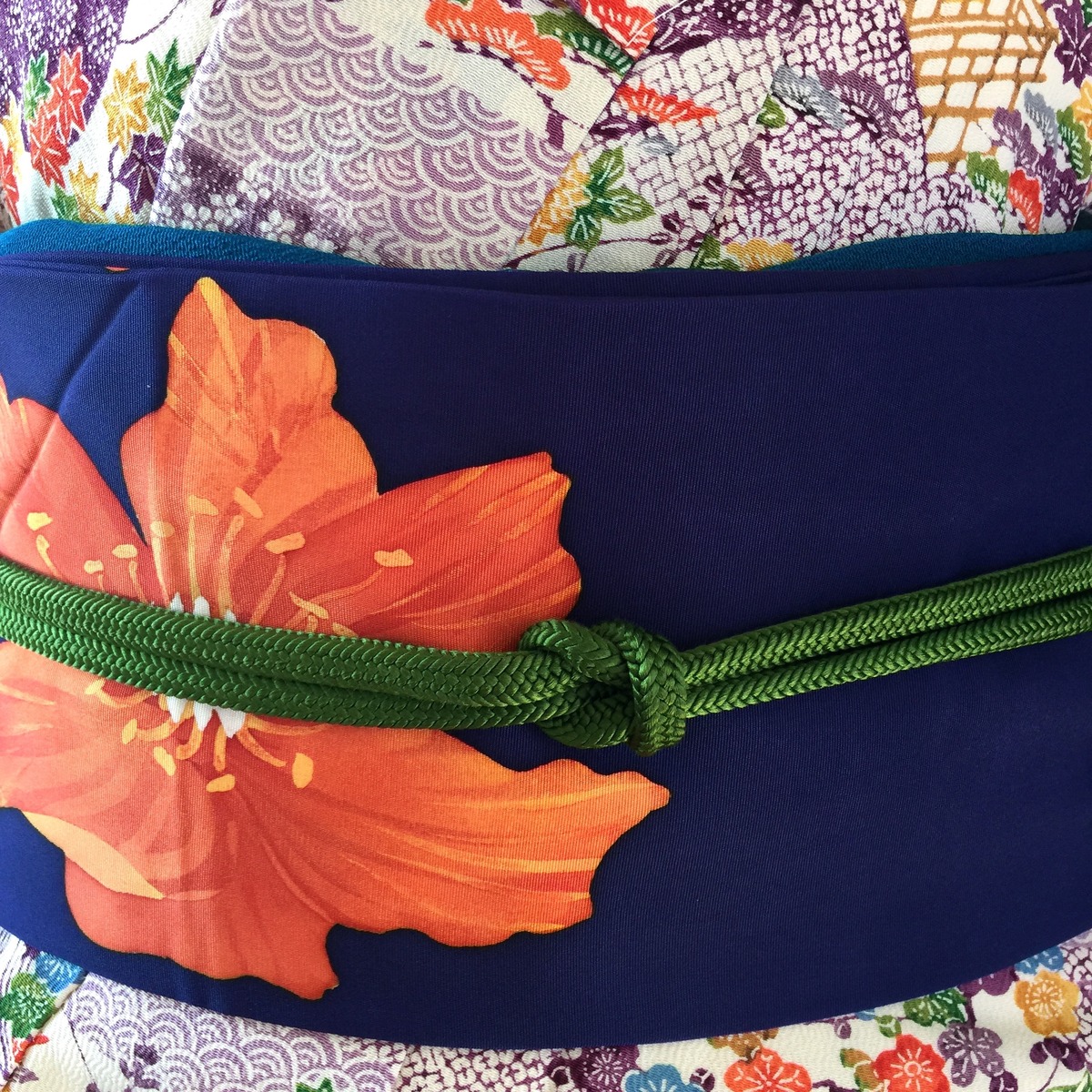 茜色の大輪の花の名古屋帯 塩瀬 赤い花 普段着の帯 着物好き | 和小物  