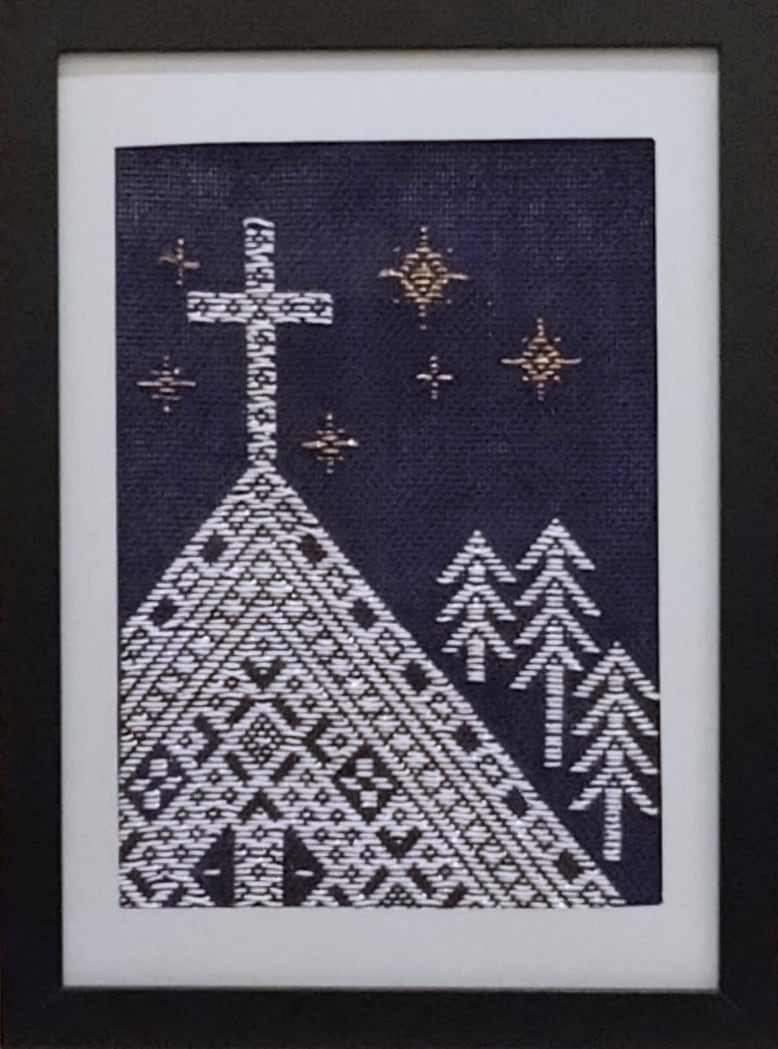 こぎん刺し図案「星の煌めく教会」 | koginning cerisier