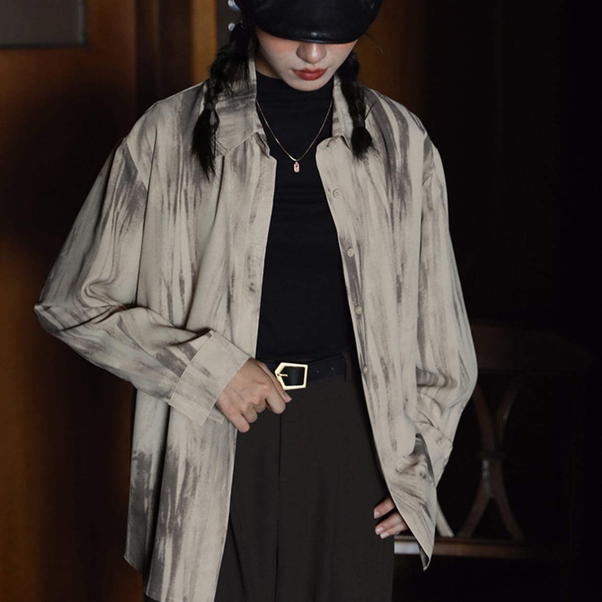 レトロプリントシャツ【G2918】