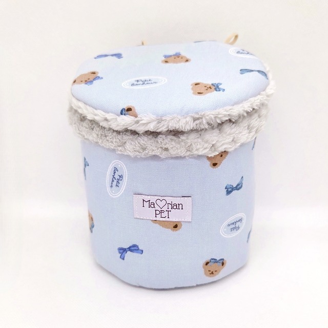 ドラム型ポーチ♡Sサイズ　プチベア(ブルー)　オールシーズン　モモンガポーチ　1モモサイズ