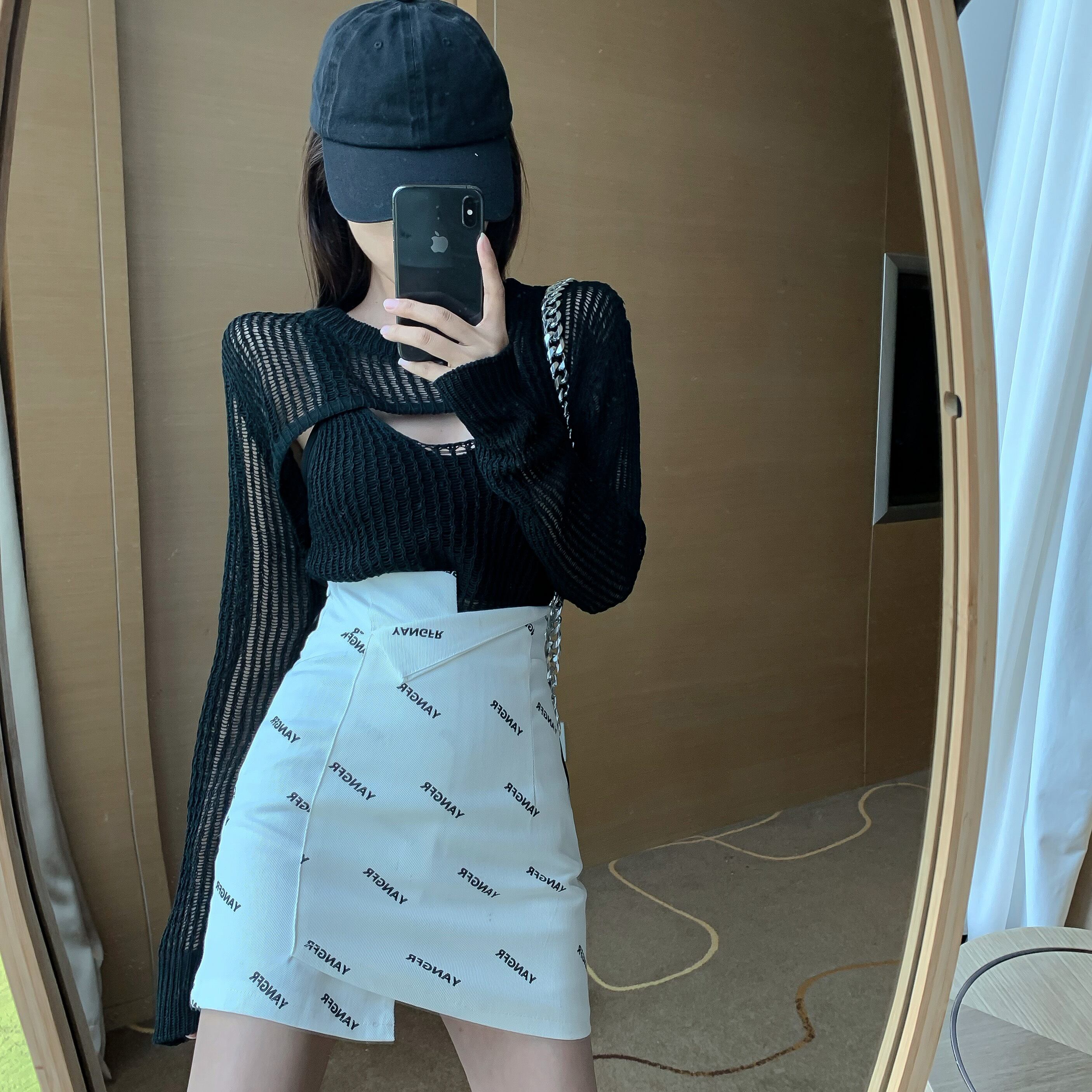 不規則なセクシーパッケージヒップスカートレディースサマーブラックワイルドファッションAラインショートスカートハイウエストスリムスカート ブラックストロベリース92895800377