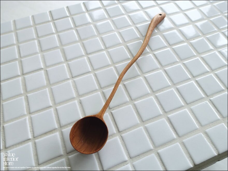 チーク無垢材 ウェーブスプーン 木製カトラリー ロングスプーン スパイススプーン マドラー 調味スプーン 天然木 L約22.5cm wssp