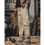 Military-style 6-pocket wide-leg cargo pants ◇2color H0601