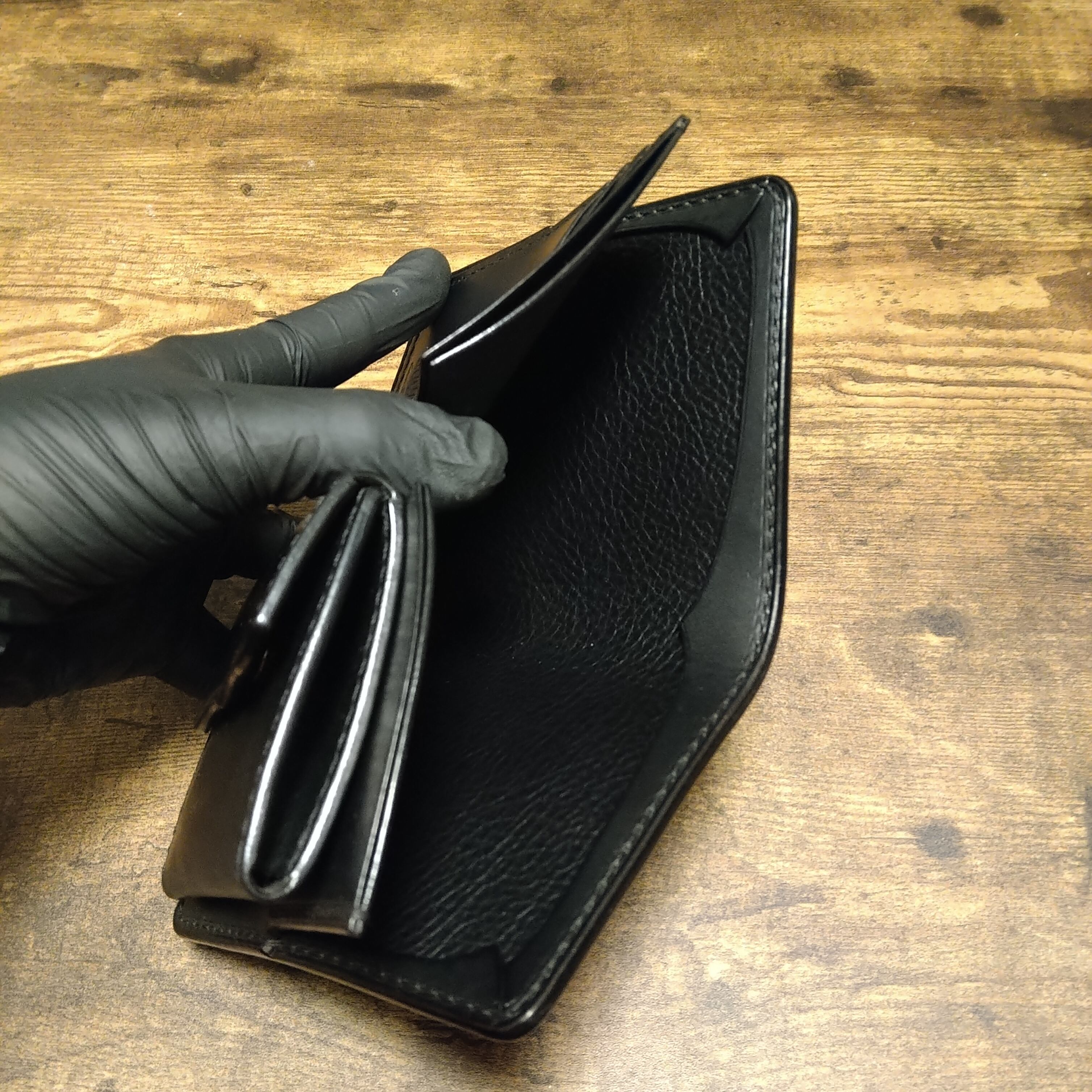ショートウォレット～billfold wallet～black | no9ray silver&leather