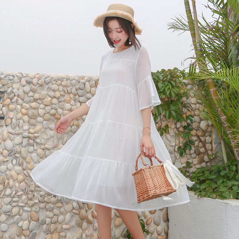 【新作】【送料無料】 マタニティドレス2019夏の新しいシフォンマタニティドレスファッションステッチルーズロングプラスサイズのマタニティドレス-アリババ 大きめサイズ サマー 夏物 expec236092419714