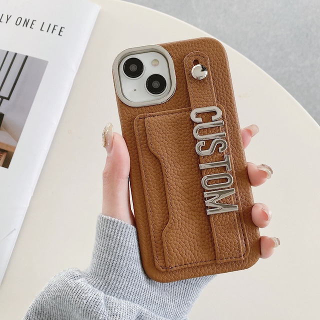 card pocket leather logo charm iphone case m0056