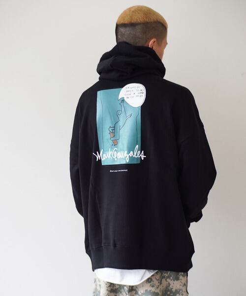 MARK GONZALES (マークゴンザレス) ビッグシルエット プリント スウエット パーカー ブラック 2G7-61330