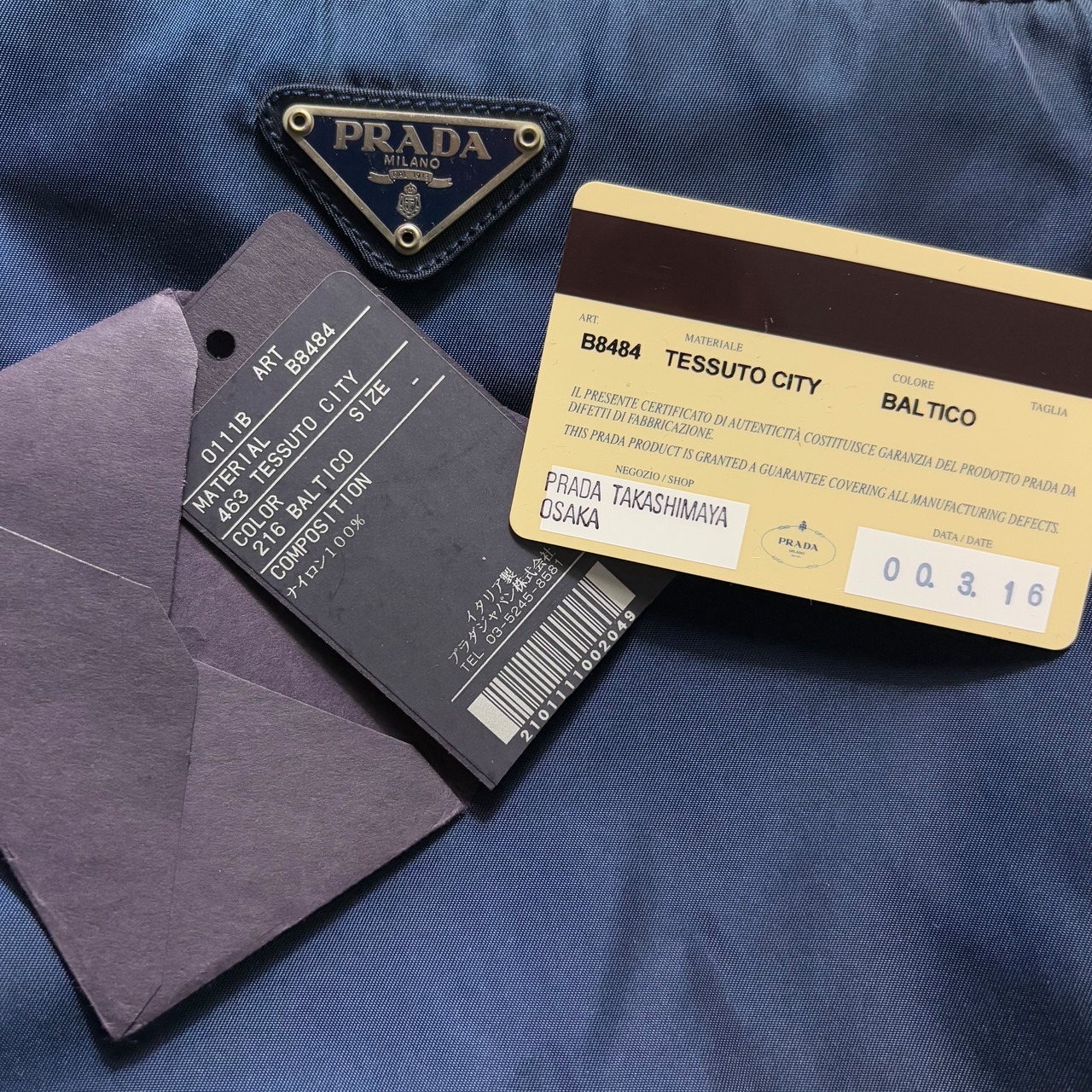 archive PRADA blue nylon hand bag