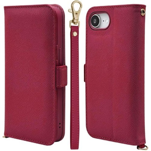 ラスタバナナ ケース カバー iPhone16 e 専用 手帳型 ハンドストラップ付き マゼンタ スマホケース 8620IP5EBHSMA 3060