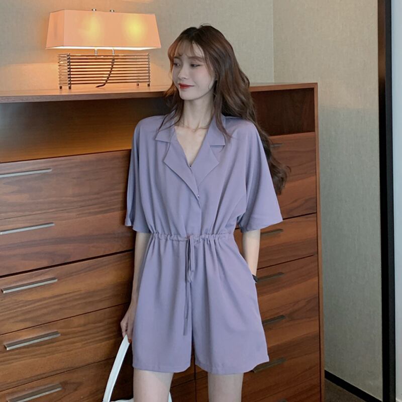 スタイルルーズハイウェストウェストジャンプスーツ オールインワン ワイドレッグショーツ 薄手シフォンレディース オータム 秋物 ウィンター 冬物 ブルマー ワイドパンツ YY-ファッション78223789862