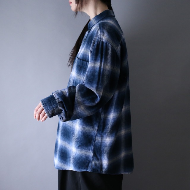 good blue coloring over silhouette shadow check shirt