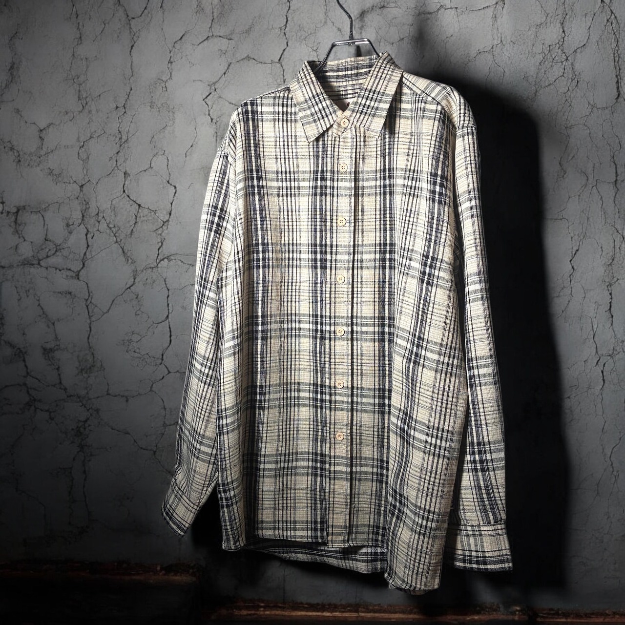 SOUTH POLE レーヨンL/Sシャツ　イエロー　長袖シャツ　チェック　MA