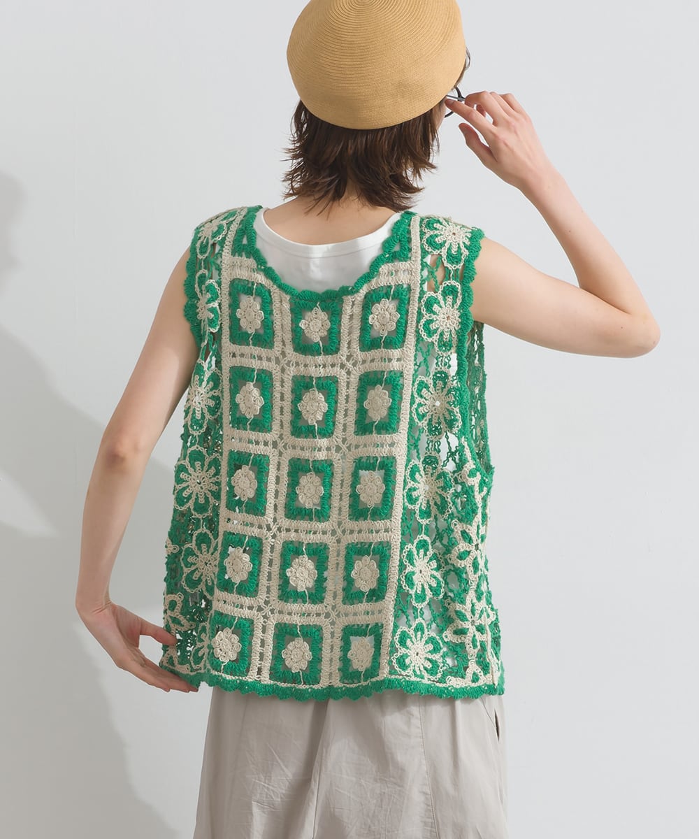 D261114 クロシェモチーフ2WAYベスト / Crochet Motif 2WAY Vest (残り