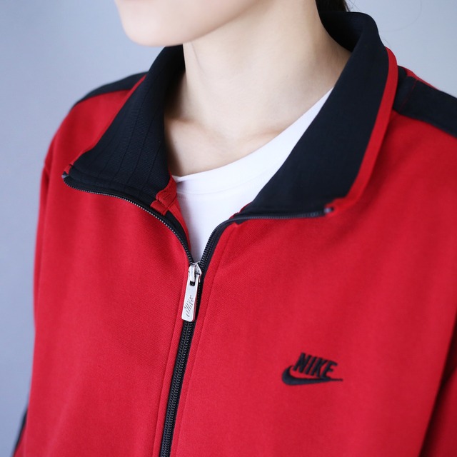 "NIKE" bi-color good switching and piping loose track jacket