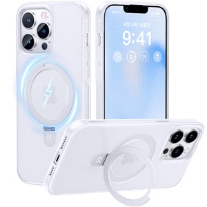 【在庫処分】【8年間の技術結晶！4in1超万能モデル】CASEKOO iPhone13ProMax 用 ケース 隠しスタンド 横縦両立 米軍MIL規格 耐衝撃 MagSafe対応 スマホケース 薄形半透明 マット仕上げ 指紋防止 ストラップホール付き ワイヤレス充電対応 アイフォン 13pro max 用 ケース 6.7インチ カバー（マットクリア）