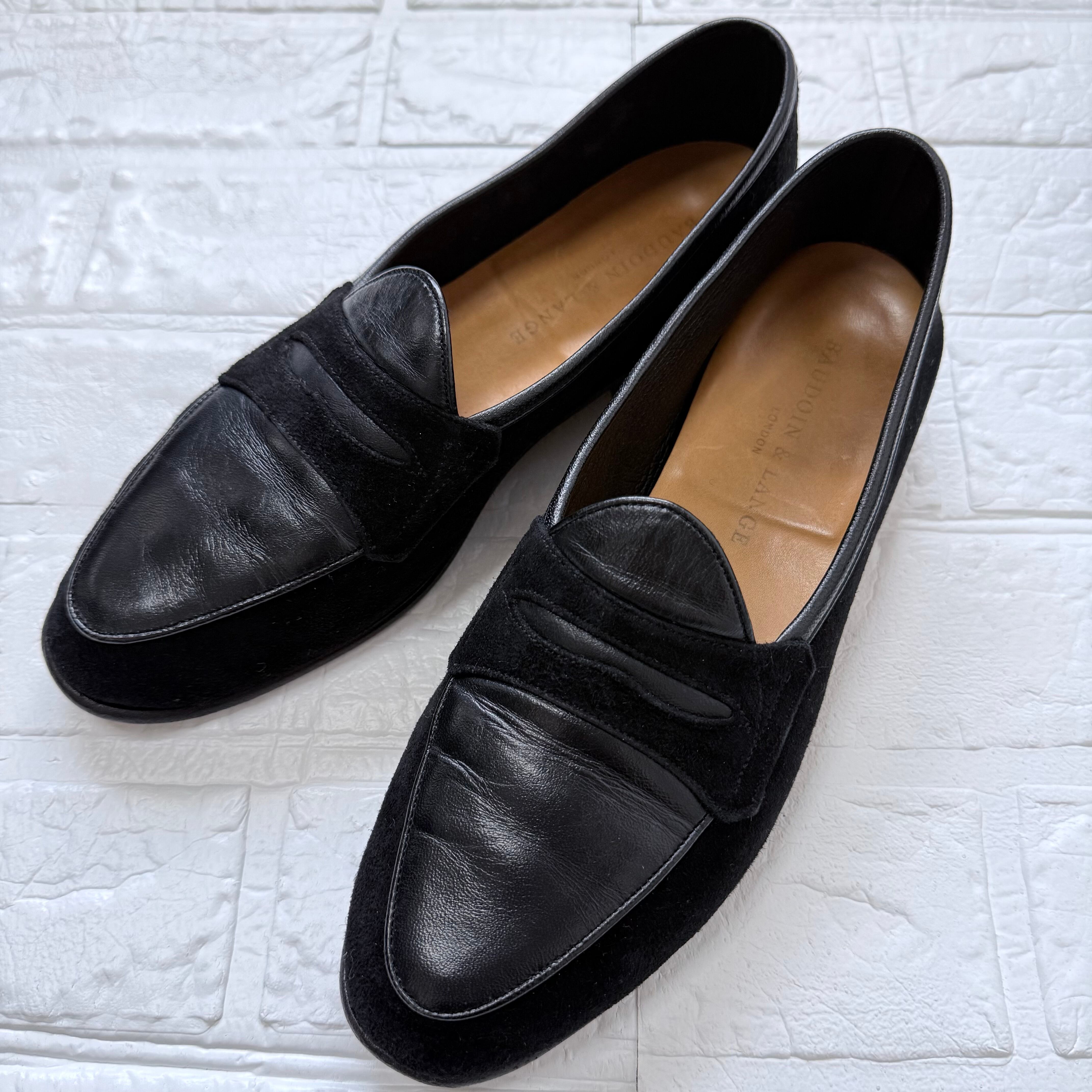 Baudoin & Lange レザー×スエード コンビローファー ブラック サイズ38