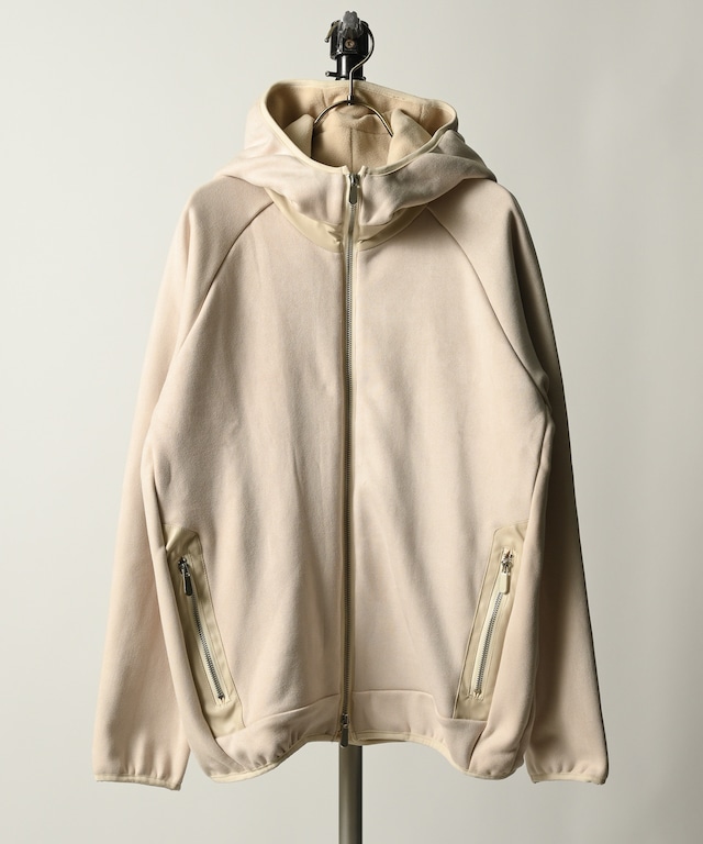 ATELANE Fleece lining suede punch zip hoodie (BLK) 23A-24000