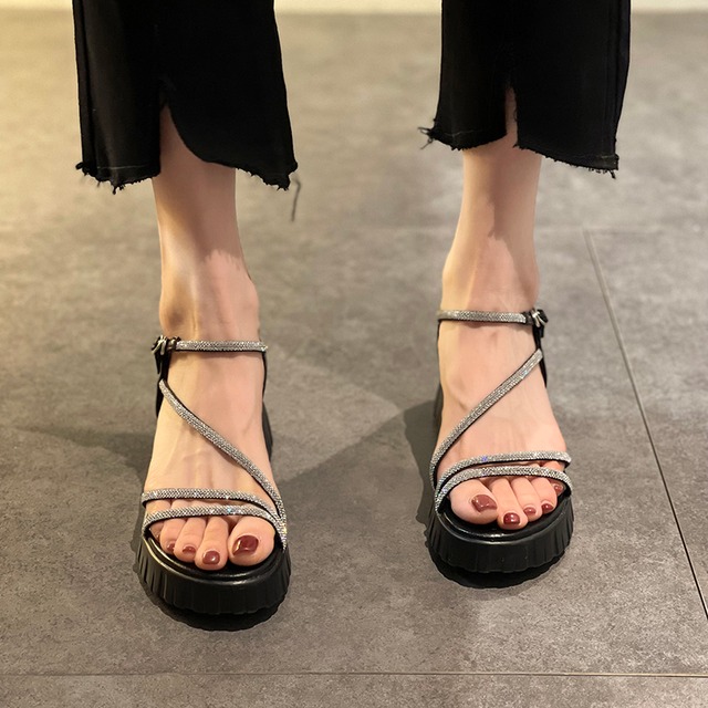 サンダルサマーラインストーンレッド 靴 シューズ 夏物 部族の婦人靴40037674521