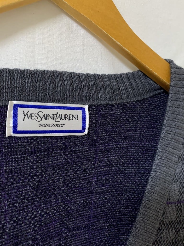 1990's Knitting Design V-Neck Sweater "YVES SAINT LAURENT"