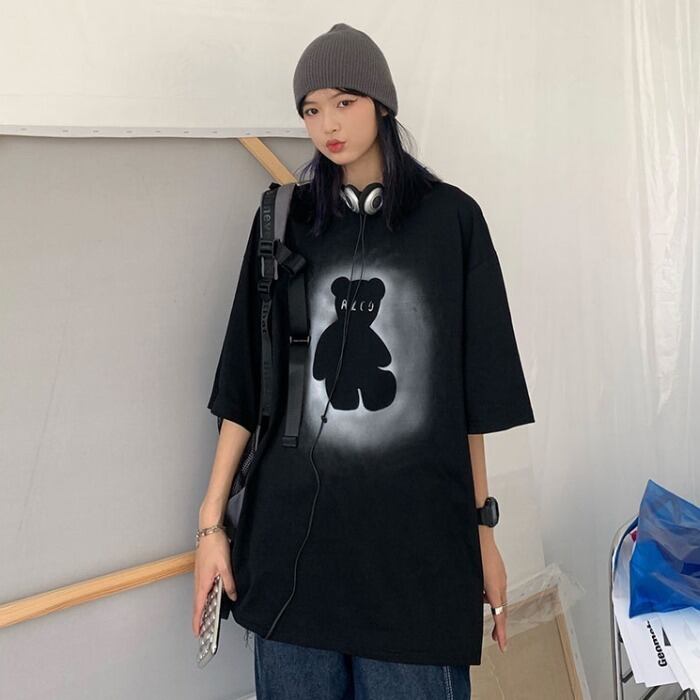 スタイルカジュアルTシャツ レディースサマーラウンドネックルーズプリント柄トップス かわいい 夏物 Oネック ケッペル32162670731