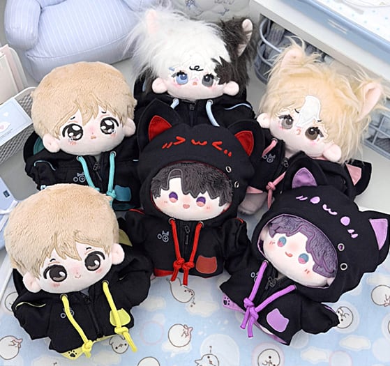 6色 ぬい服 10cm 猫耳フードパーカー ぬいぐるみ服 推し活 着ぐるみ