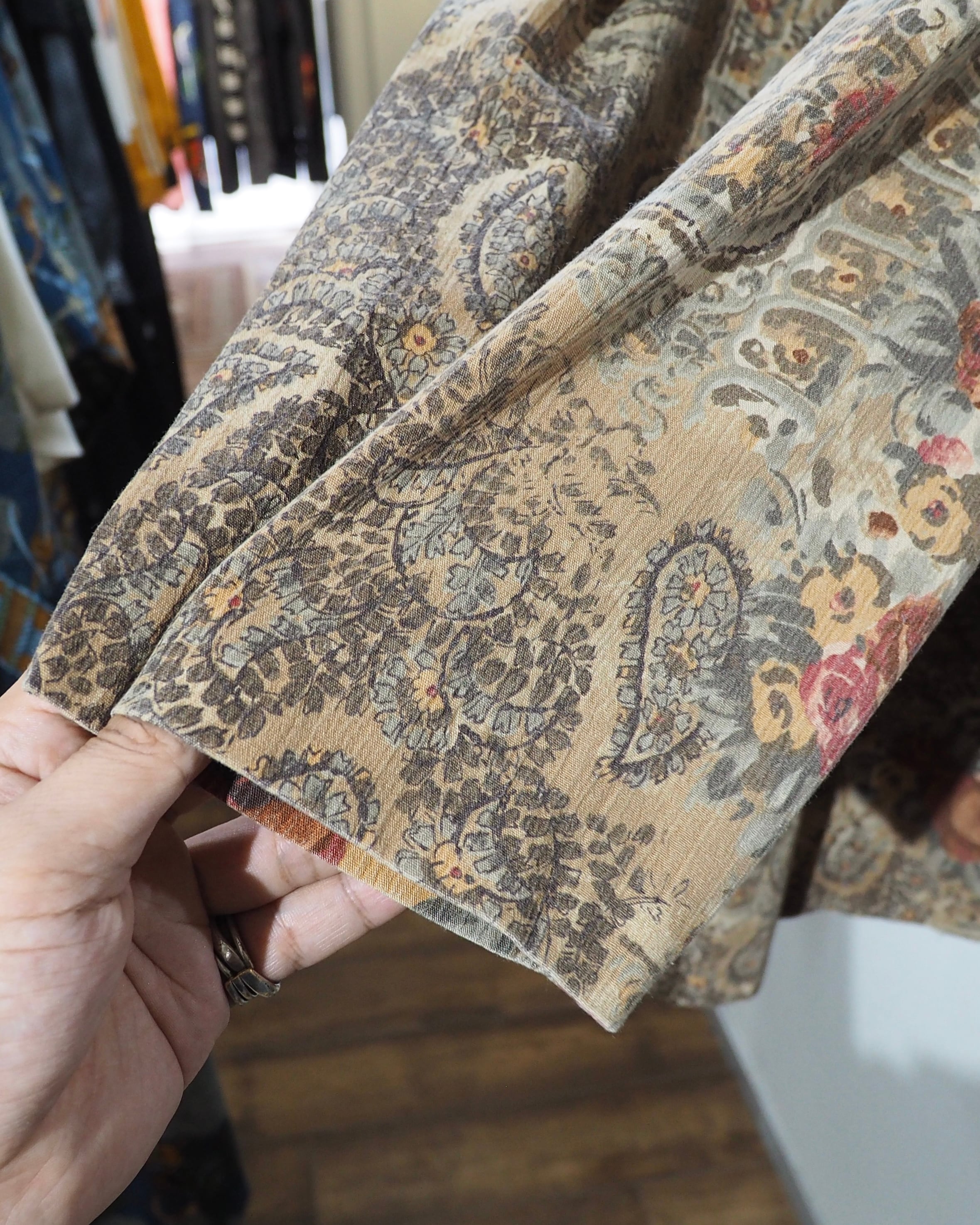 1980 - 90s " Made in USA " Beautiful Flower × paisley pattern vintage No collar jacket