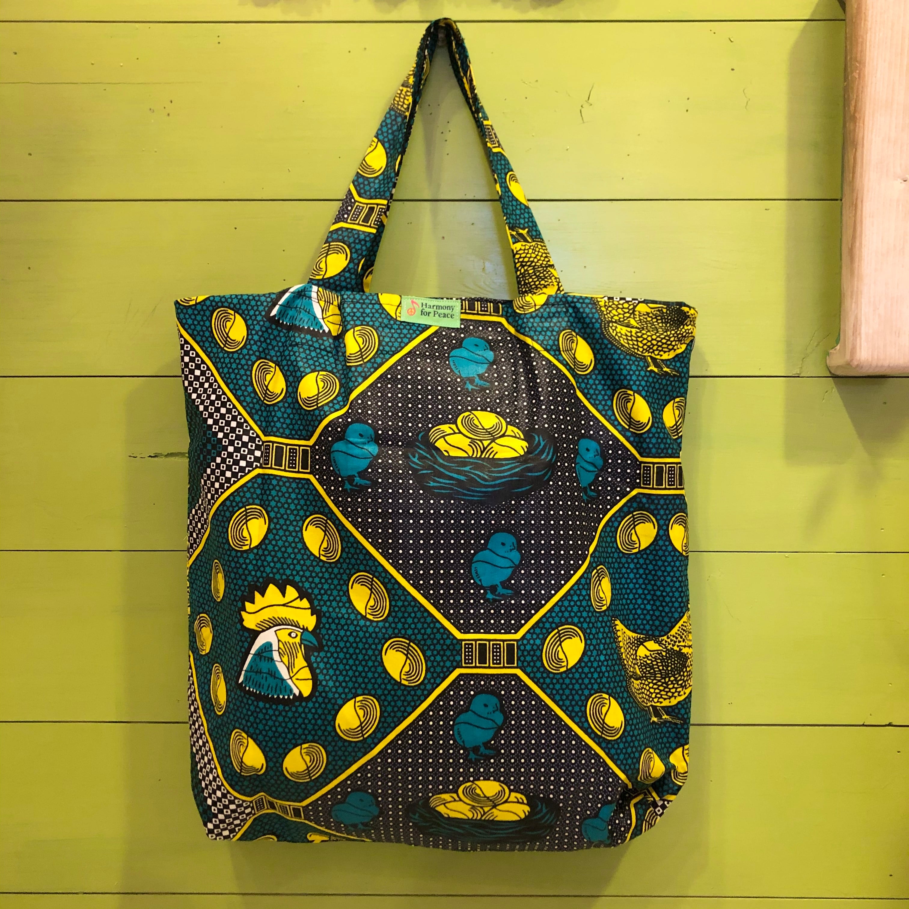 アフリカ布エコバッグ(ニワトリ柄) | arinko 