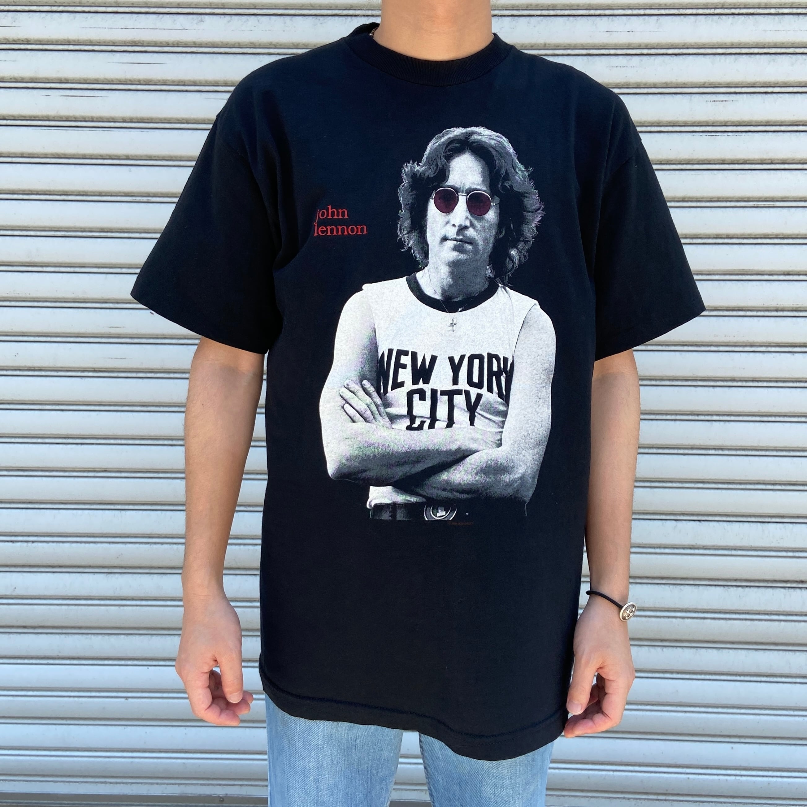 90s USA製 ジョンレノン バンドTシャツ 両面プリント ブラック L