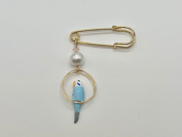 セキセイインコ（水色）ブローチ
