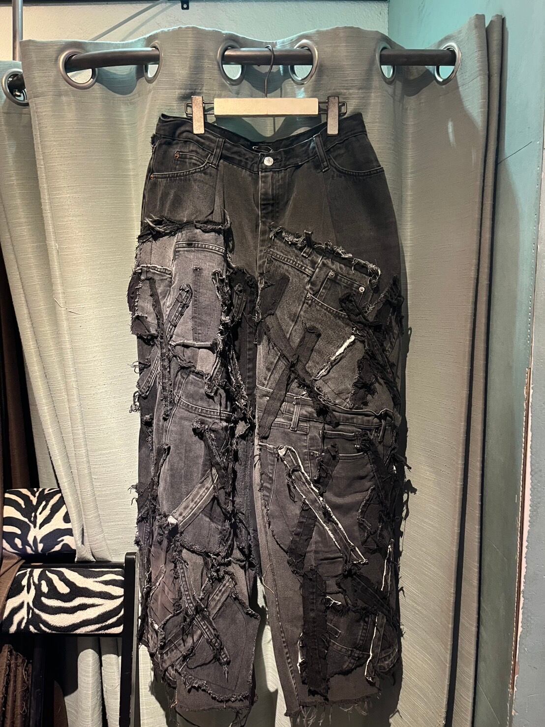 再構築 USラグ ドッキング フレア グレーデニムパンツ リメイク 再構築 USラグ ドッキング フレア グレーデニムパンツ リメイク